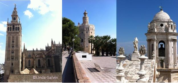 The towers of Seville Cathedarl, Giraldo Tower and Cadiz